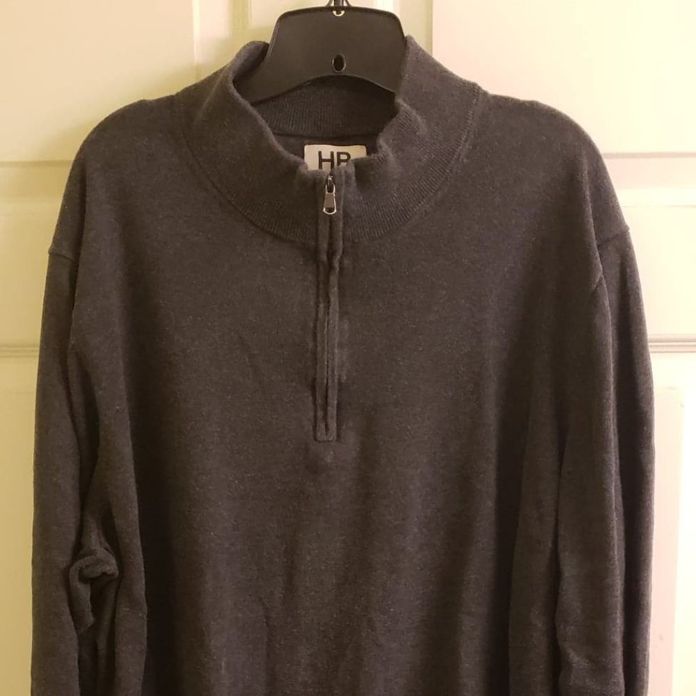 HB Mock Turtleneck Sweater with Partial Zipper